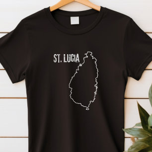 Camiseta Mapa do País de Santa Lúcia Linha de Fronteira de