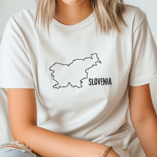 Camiseta Mapa do País Eslovênia Forma de Linha de Fronteira