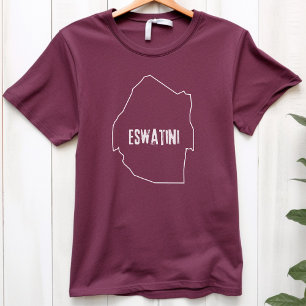 Camiseta Mapa do País Eswatini Descreve Linha Suazilândia d