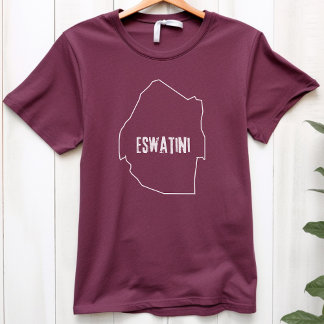 Camiseta Mapa do País Eswatini Descreve Linha Suazilândia d