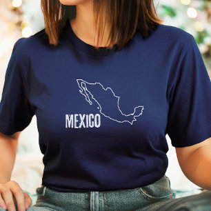Camiseta Mapa do País México Contorno da Fronteira Mexicana