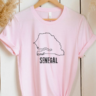 Camiseta Mapa do País Senegal Linha de Fronteira Senegalesa