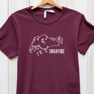 Camiseta Mapa do País Singapura Linha de Fronteira Singapur