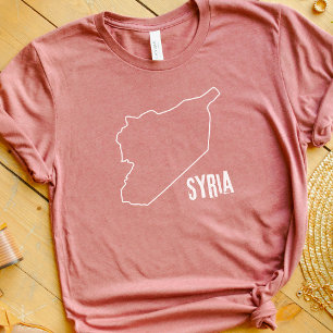 Camiseta Mapa do País Síria Forma de Linha de Fronteira da