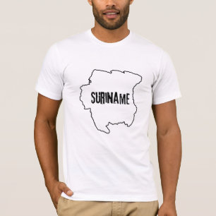 Camiseta Mapa do País Suriname Linha Fronteiriça da Nação S