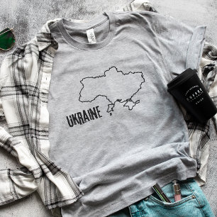 Camiseta Mapa do País Ucrânia Contorno da Fronteira Ucrania