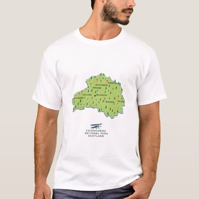 Camiseta Mapa do Parque Nacional do Cairngorms (Frente)