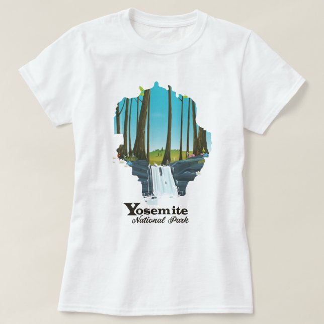 Camiseta Mapa do Parque Nacional Yosemite USA (Frente do Design)