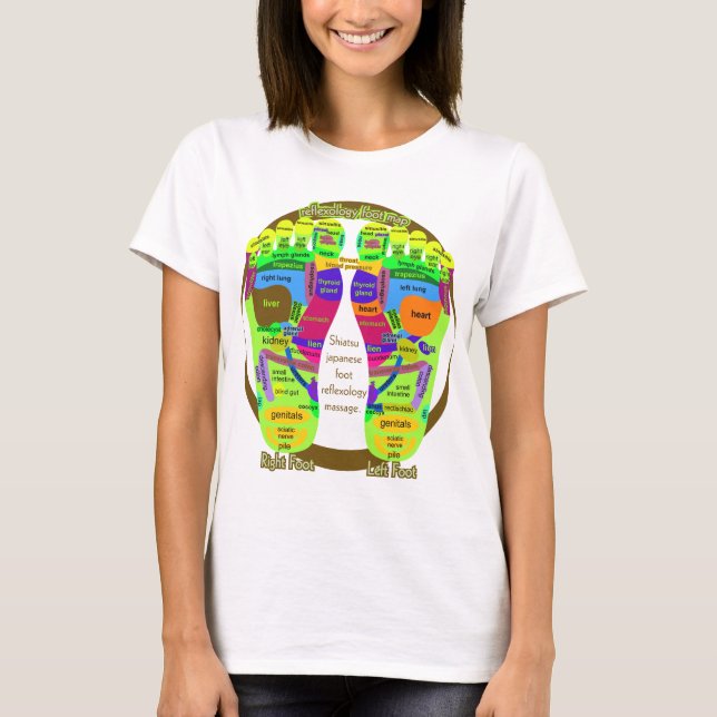 Camiseta mapa do pé do reflexology (Frente)