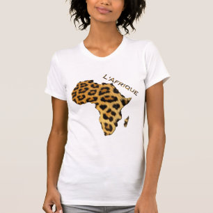 Camiseta Mapa do Pele-efeito do leopardo da série de ÁFRI