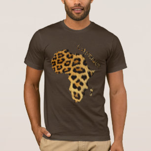 Camiseta Mapa do Pele-efeito do leopardo da série de ÁFRI