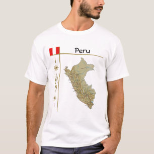 Camiseta Mapa do Peru + Sinalizador + Título T-Shirt