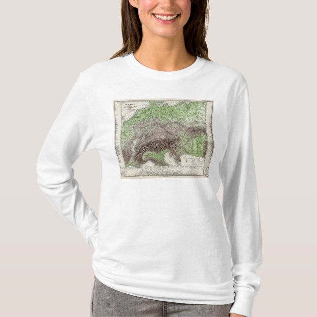 Camiseta Mapa do rio e da montanha de Alemanha (Frente)