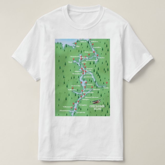 Camiseta Mapa do rio Shannon Irlanda (Frente do Design)