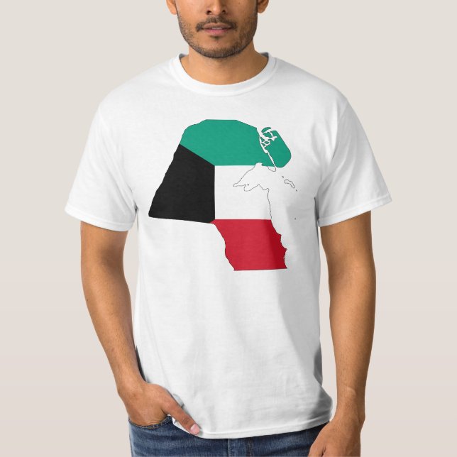 Camiseta Mapa do Sinalizador do Kuwait (Frente)