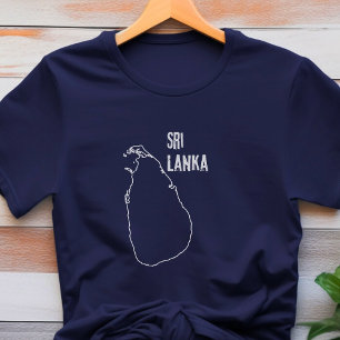 Camiseta Mapa do Sri Lanka - Fronteira da Forma da Linha do