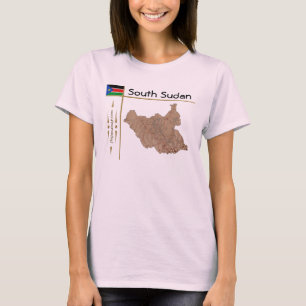 Camiseta Mapa do Sudão do Sul + Pavilhão + Título T-Shirt