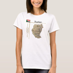 Camiseta Mapa do Sudão + Sinalizador + Título T-Shirt