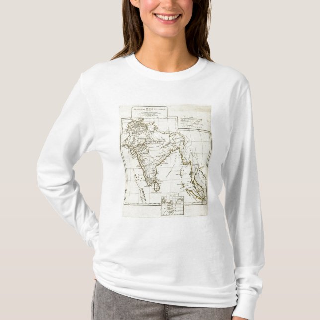 Camiseta Mapa do sul da Ásia clássico (Frente)