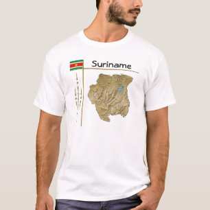 Camiseta Mapa do Suriname + Sinalizador + Título T-Shirt