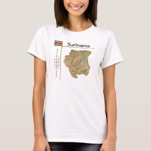 Camiseta Mapa do Suriname + Sinalizador + Título T-Shirt