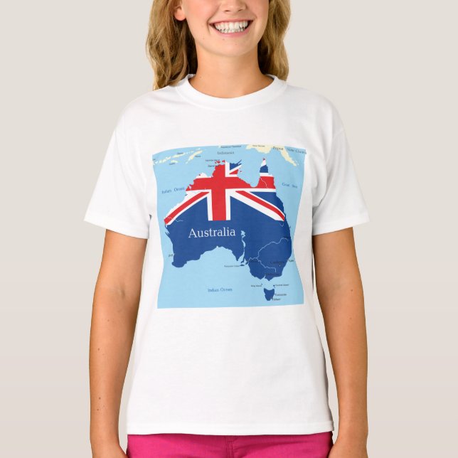 Camiseta Mapa do t-shirt das meninas de Austrália (Frente)