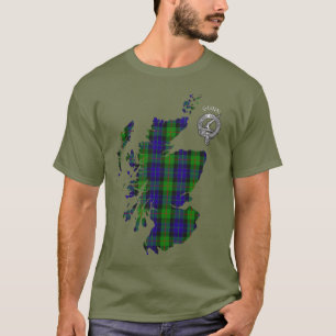 Camiseta Mapa do Tartan e Brasão (Norse Antigo) do Clã Gunn