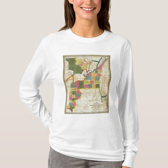 Camiseta Mapa do território estabelecido de Wisconsin (Frente)