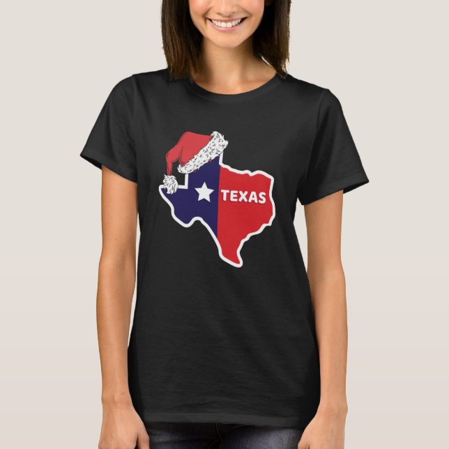Camiseta Mapa do Texas com as mulheres de Natal do Santa Ha (Frente)