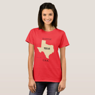 Camiseta - Mapa do Texas com Cidade