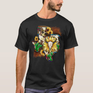Camiseta Mapa do Texas de Girassol de Caveira de Touro de C