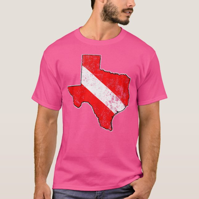 Camiseta Mapa do Texas Traçado Scuba Dive Flag Gear (Frente)
