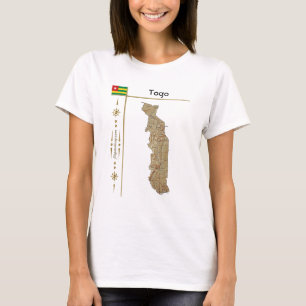 Camiseta Mapa do Togo + Sinalizador + Título T-Shirt