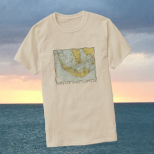 Camiseta Mapa do vintage da ilha Florida de Sanibel Captiva