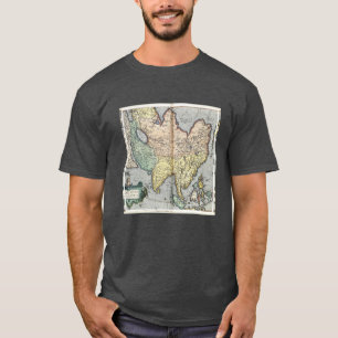 Camiseta Mapa do vintage de Ásia 1592