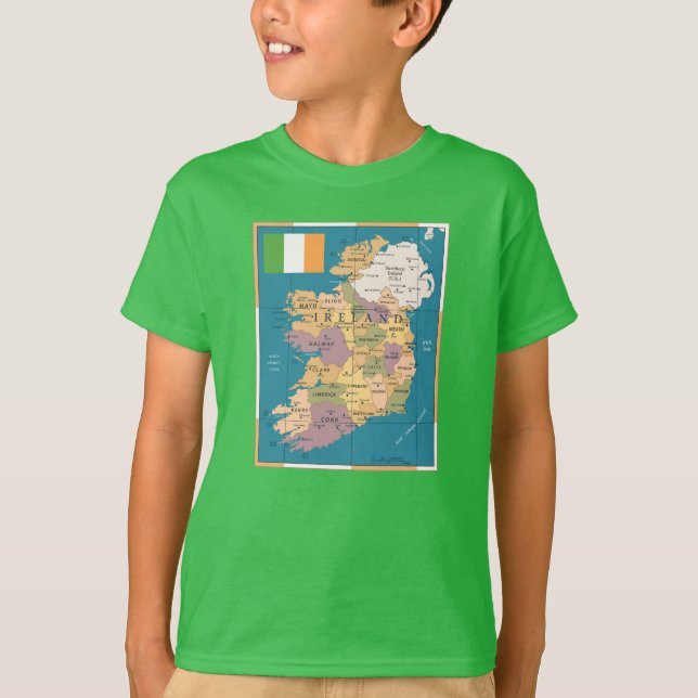 Camiseta Mapa do vintage de Ireland (Frente)