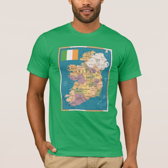 Camiseta Mapa do vintage de Ireland (Frente)
