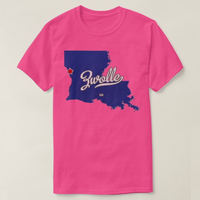 Camiseta Mapa do Zwolle Louisiana LA (Frente do Design)