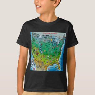 Camiseta Mapa dos desenhos animados dos EUA