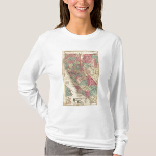 Camiseta Mapa dos Estados da Califórnia e do Nevada