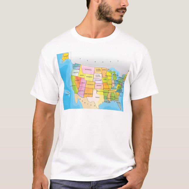 Camiseta Mapa dos estados dos EUA (Frente)
