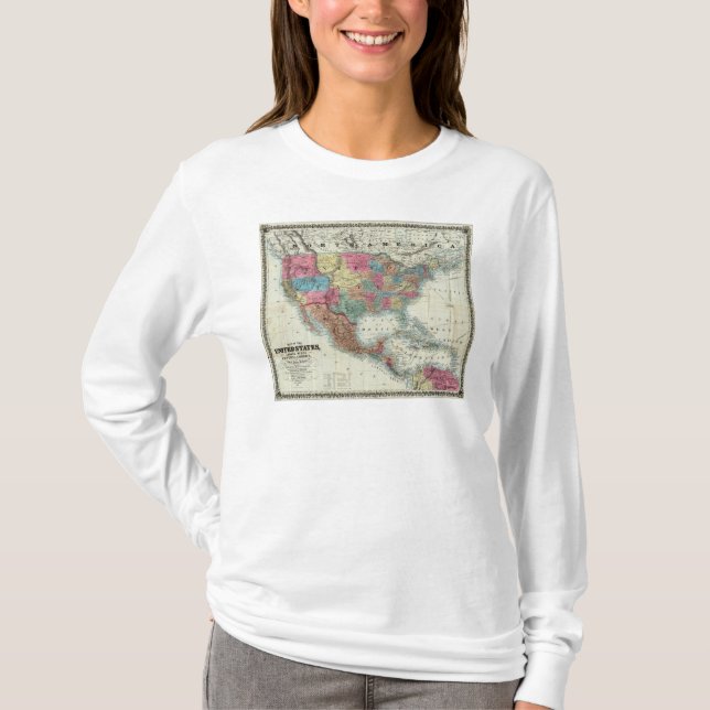 Camiseta Mapa dos Estados Unidos, Canadá, México (Frente)