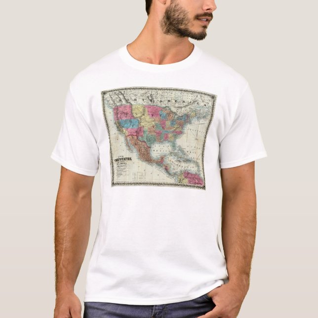 Camiseta Mapa dos Estados Unidos, Canadá, México (Frente)
