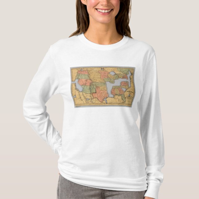 Camiseta Mapa dos Estados Unidos e do Canadá (Frente)