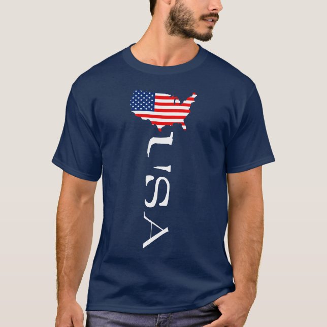 Camiseta Mapa dos EUA Bandeira dos Estados Unidos (Frente)