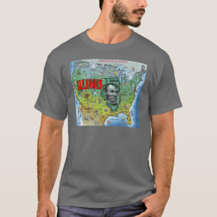 Camiseta Mapa dos EUA de Illinois