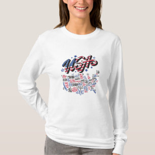 Camiseta Mapa dos EUA estados da América