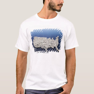 Camiseta Mapa dos EUA feitos dos comprimidos brancos