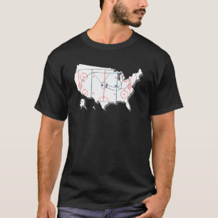 Camiseta Mapa Dos Eua Moldou Orgulho De Hockey Rink Para Ho
