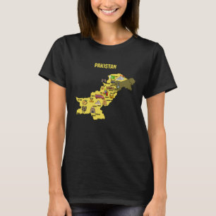Camiseta mapa dos símbolos paquistaneses cultura e terra